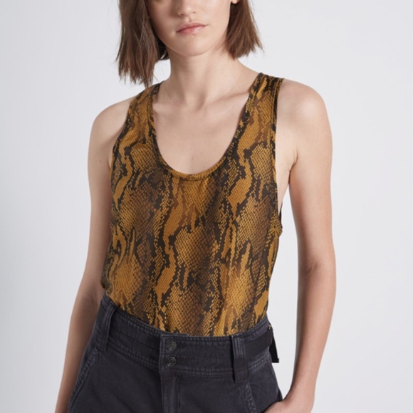 Anthropologie x Current/Elliott Tank The Bermuda Bronze Brown Snakeskin print 0 - Picture 1 of 10